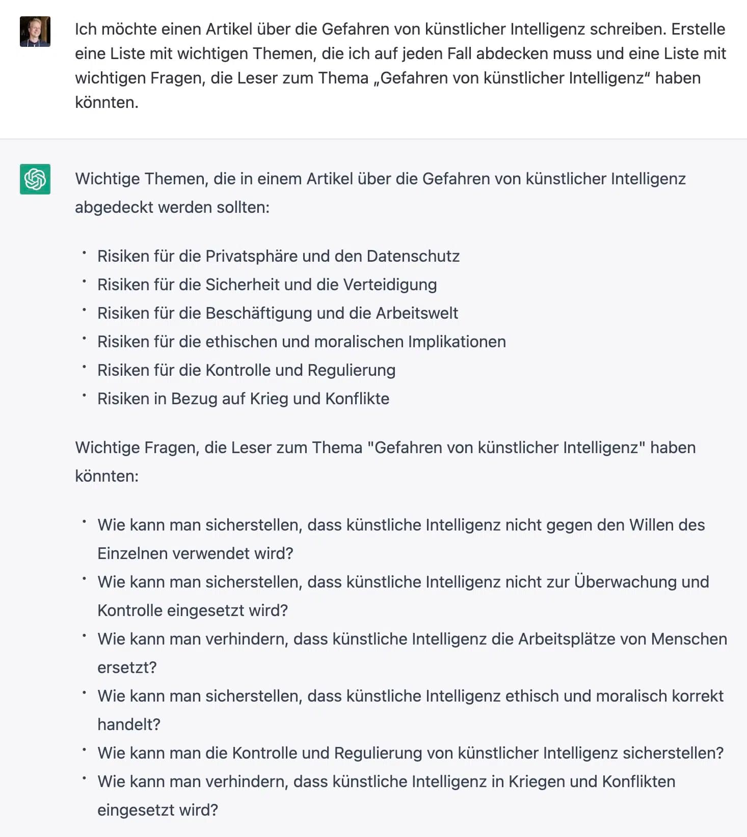 Mit ChatGPT Blogartikel planen