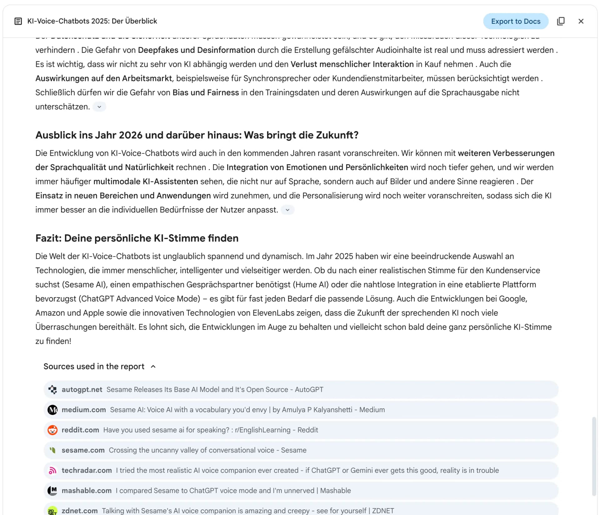 Deep Research bei Google AI Pro (Gemini)