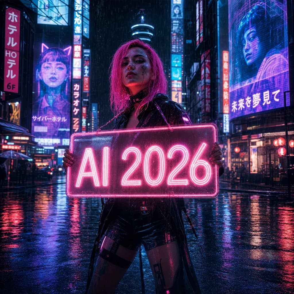 GPT Image 2 Cyberpunk-Porträt mit Text