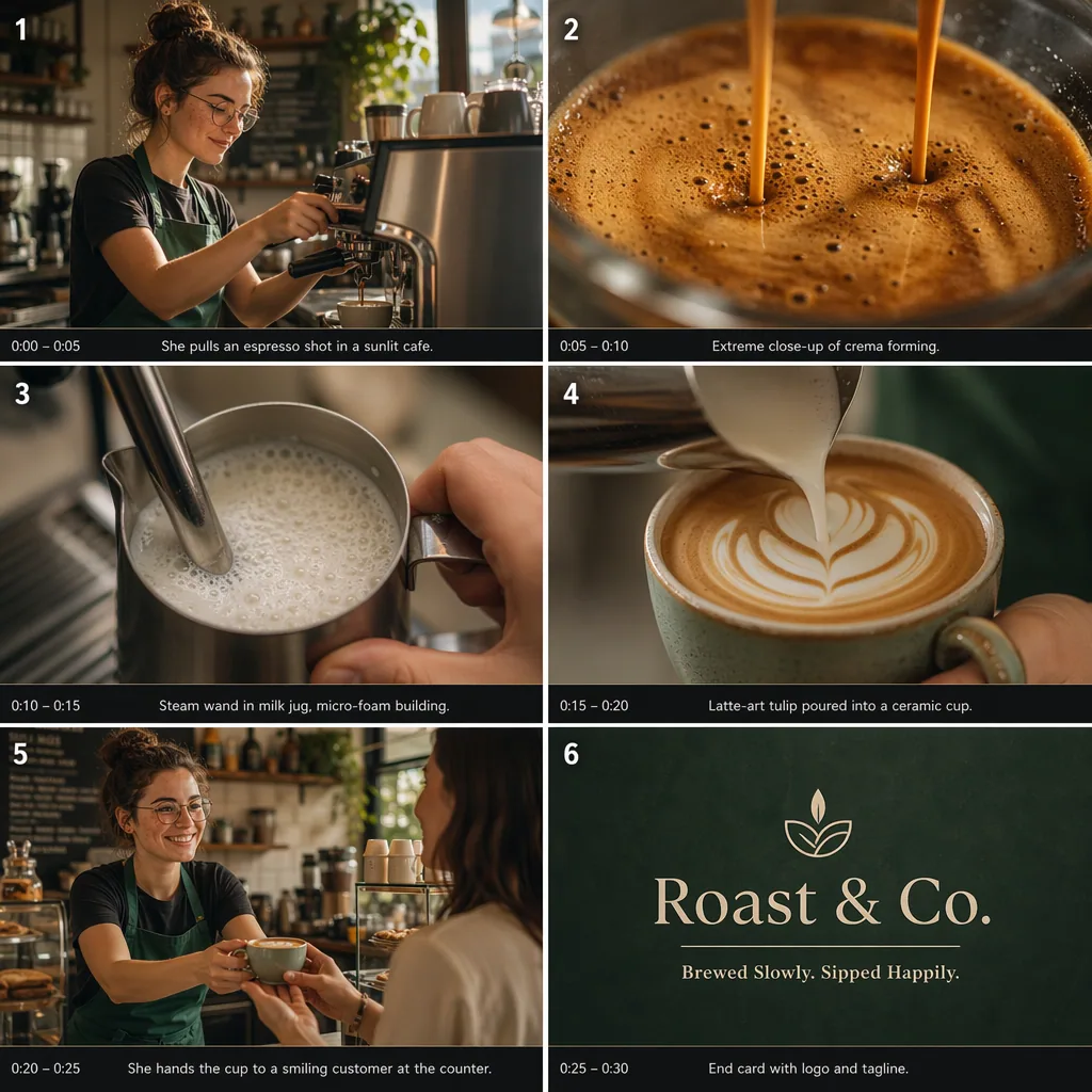 Kaffee-Werbespot-Storyboard