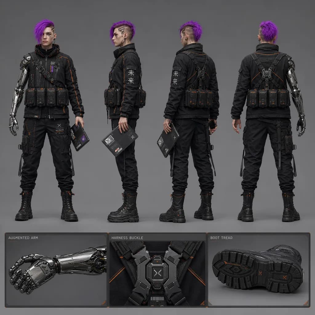 Cyberpunk-Held-Turnaround