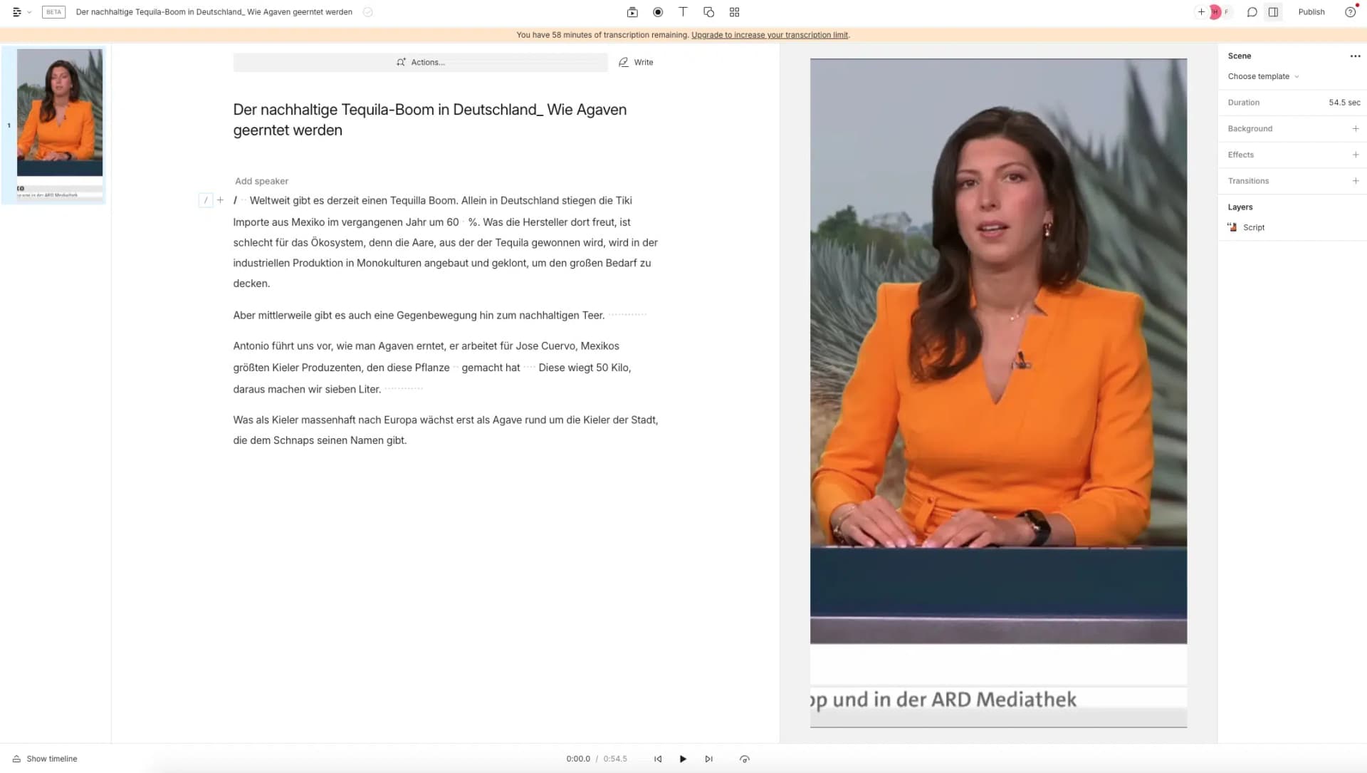 Descript video editor interface