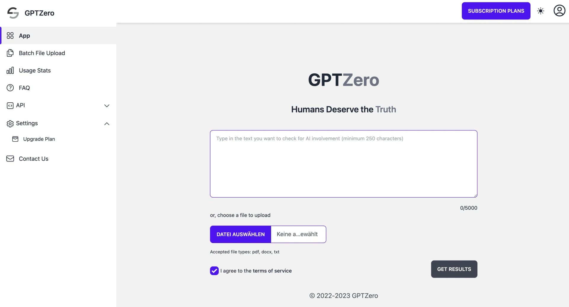 GPTZero AI content detector for detecting AI-generated texts
